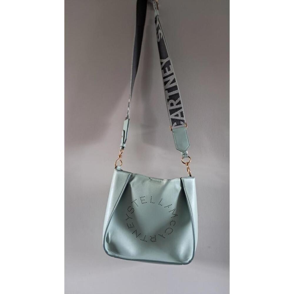 Stella McCartney Logo Crossbody Purse Duck Egg Blue with gold hardware